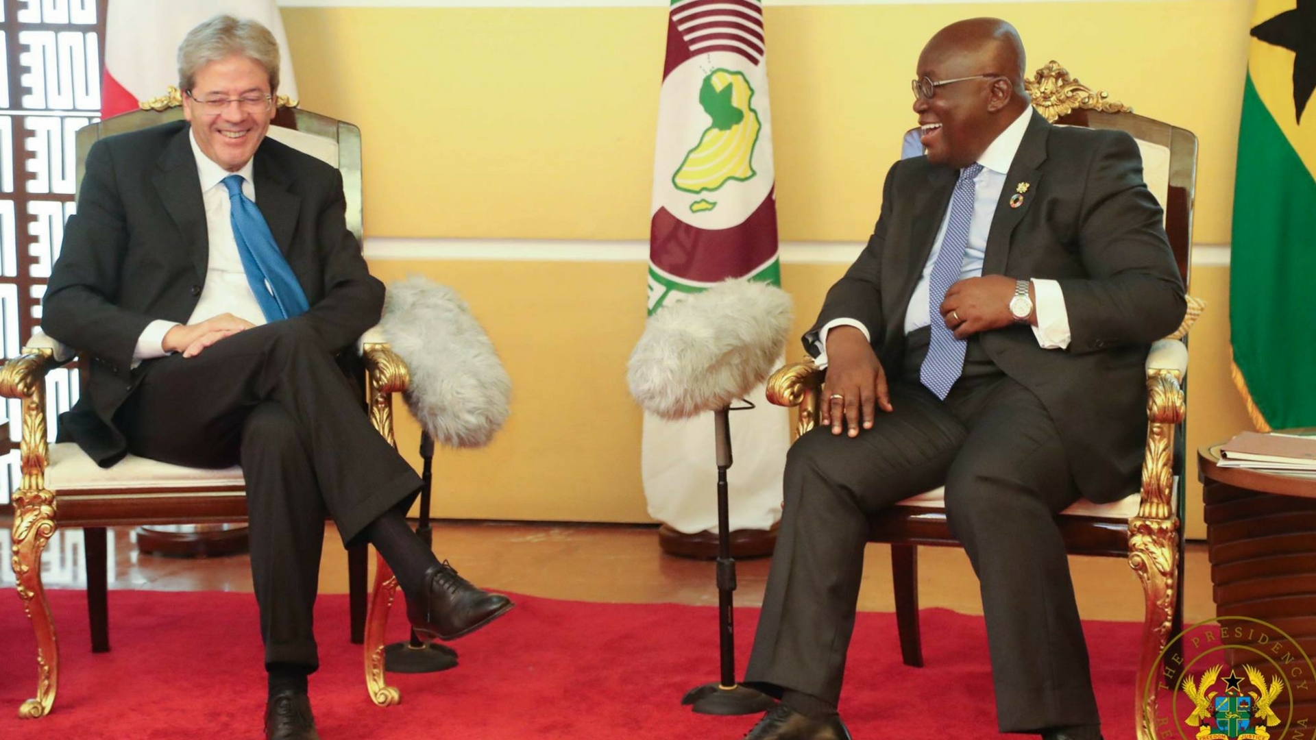 Il presidente del Consiglio Gentiloni in Ghana con Akufo Addo